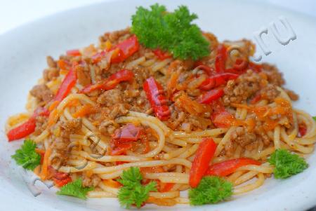 Рецепт: Спагетти с фаршем